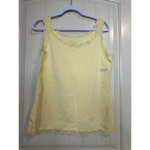 Womens Christopher‎ & Banks Yellow Layer Your Look Tank Top Lace Trim Sz M NWT